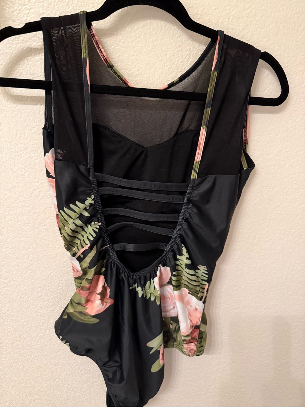 Albion Black One-Piece Swimsuit with Pink Floral Print - Picture 5 of 6